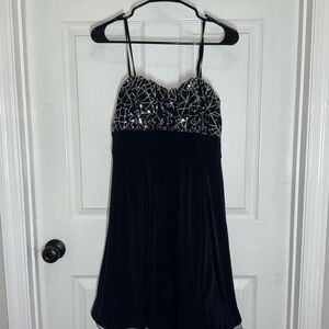 Snap Chic Black and Silver Midi Dress with spaghetti straps size 11